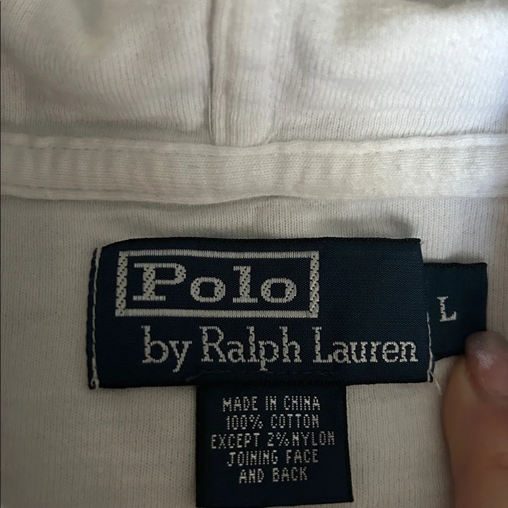 Polo by Ralph Lauren White Full-Zip Hooded Sweatshirt | Men’s Large